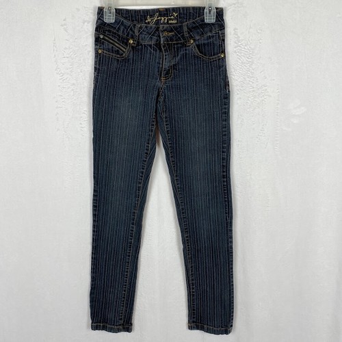 Jazzie Stretch Jeans Ajustados Talla 5/6 Azul Oscuro Con Textura Acanalada  Cremallera Tobillos | eBay