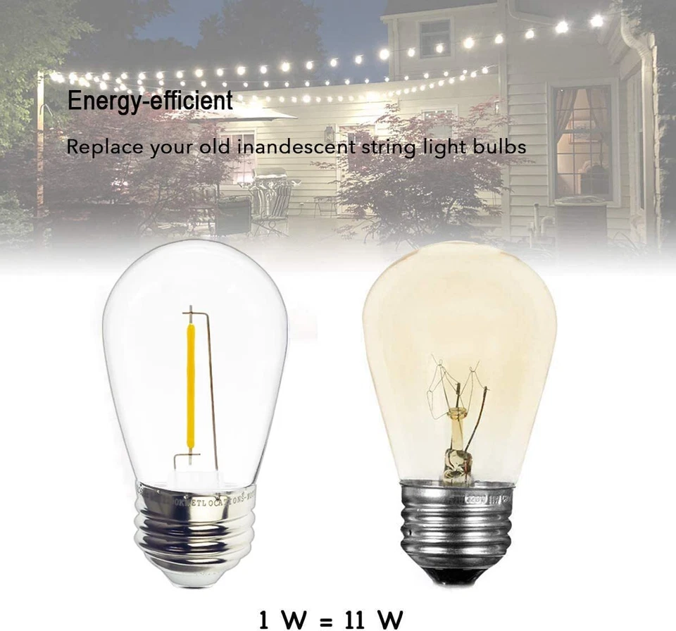 15 Pack S14 Edison LED Light Bulbs 1W Clear X002DU9AA7 - Image 2 of 4