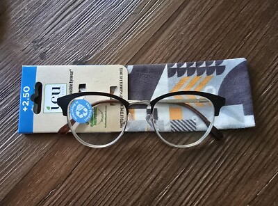 NWT ICU ECO EYEWEAR WOMEN'S READING GLASSES  +2.50 METAL FRAME WITH CASE 