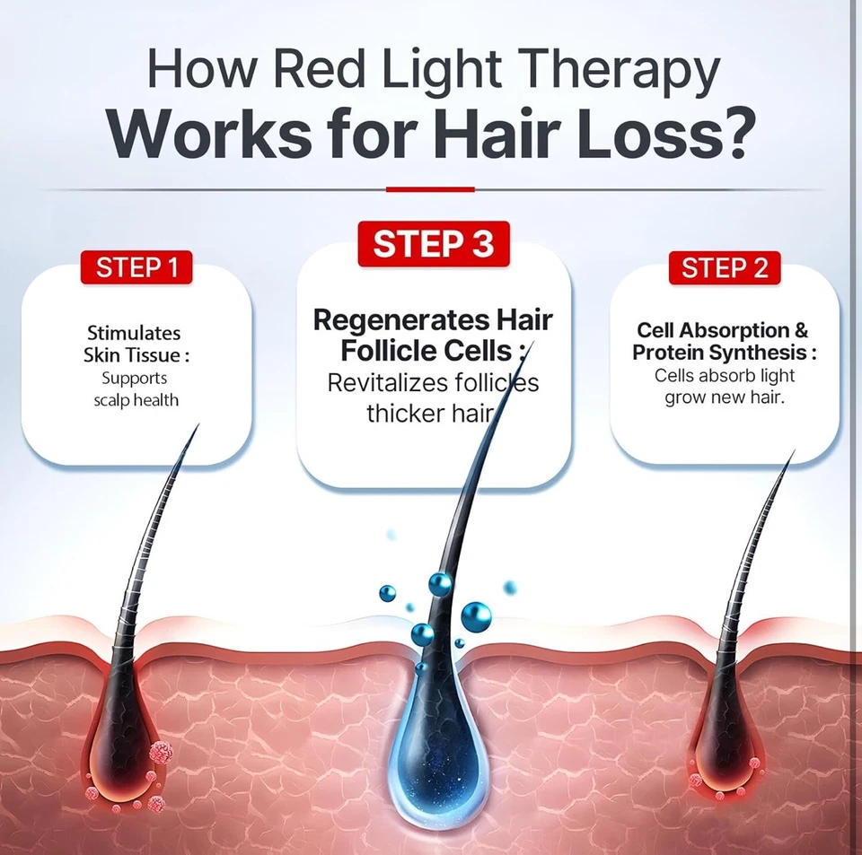 红光治疗帽 650nm & 850nm 脱发治疗帽头发生长再生 — 第 3/4 张图片