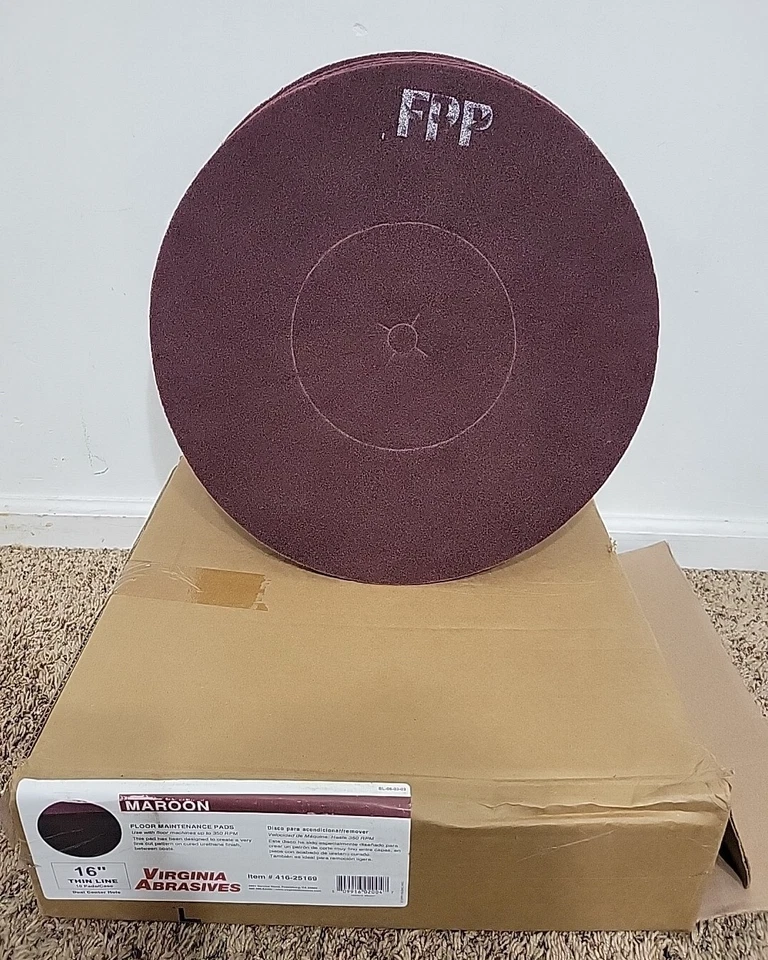 Virginia Abrasives Floor Maintenance Pads 16" Thin Line Dual Center Hole 10 Pack - Image 4 of 4
