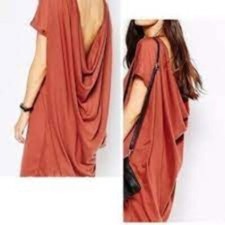 Michelle by Comune Streater Dress Women's size L Red Draped Back Modern NWTs