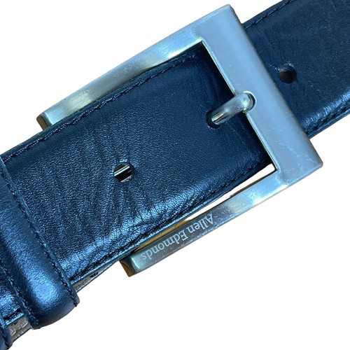 Allen Edmonds Black Leather Belt 42 USA 1-3/8" Wide Classic Dress Mens Handcraft - Picture 3 of 12