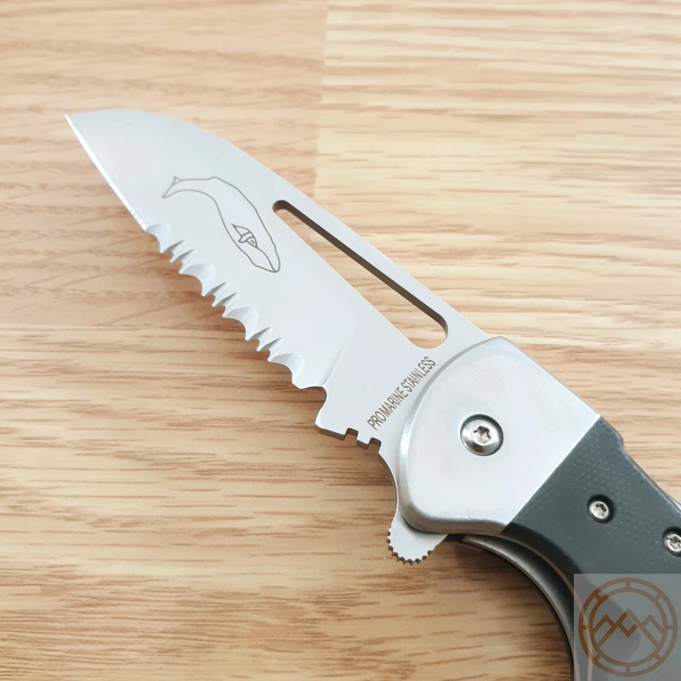 Myerchin Generation 2 Captain Folding Knife Part Serrated Stainless Blade G10 - Image 3 of 4