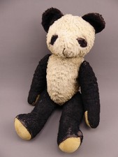Antique Vintage Stuffed Animal Panda Bear Mohair Plush Jointed 15