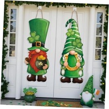 2 Pcs Wooden St. Patrick's Day Gnomes Sign 32.3 x 12.2 Inch Irish Hanging