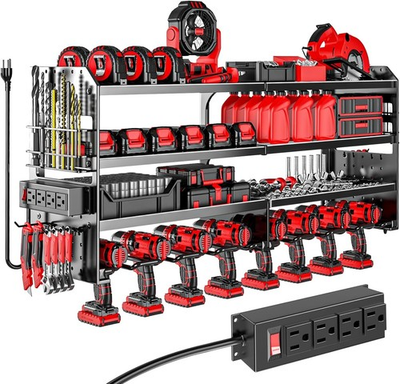 #ad #ad Large Power Tool Organizer Wall Mount with Charging Station 4 Layer Heavy Duty $102.99