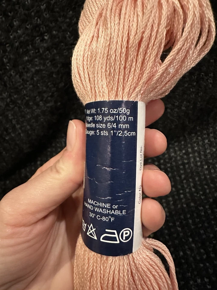 Madeja clásica de hilo de algodón mercerizado Tahki 100 m 50 gramos melocotón Foto 3 de 4