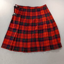Vtg The Scotch House Tartan Plaid Wool Kilt Skirt Pleated Red Scotland Size 42