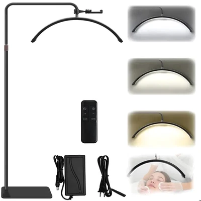 Lampadaire LED Demi-lune Esthétique Pro Support Téléphone 360° Rotatif Réglable - Photo 1/4