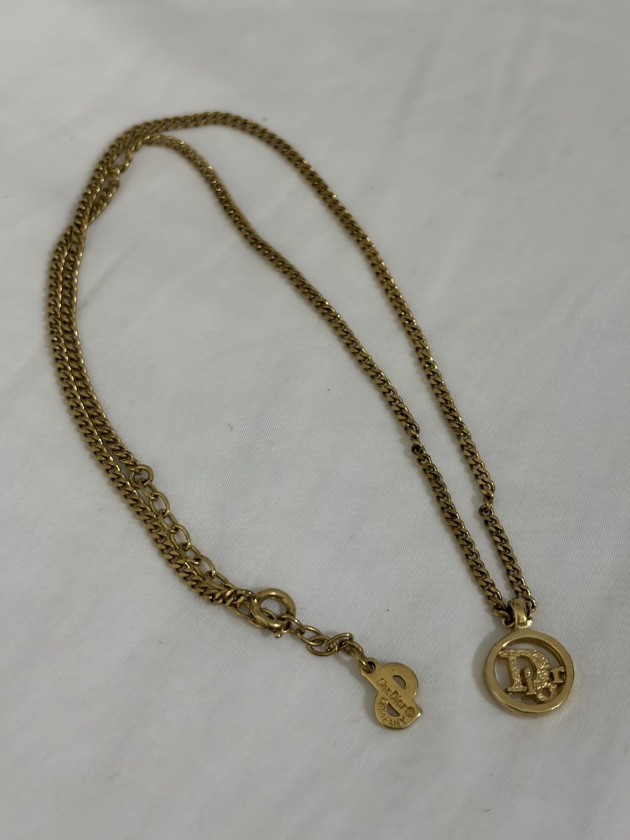 Christian Dior Gold Tone Pendant Necklace 18