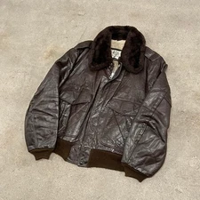 Vintage 70s military retro Sears Sherpa leather flight jacket L/XL schott 