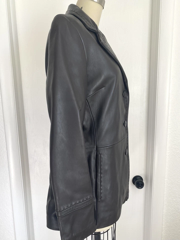 Chaqueta Blazer SUPER SUAVE Jones New York Mujer Espresso MANTEQUILLA Cuero Ajustado M Foto 3 de 4