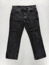 Wrangler Cowboy Cut Jeans Mens 36x30 Black Charcoal Wash Regular Straight Denim