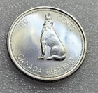 1967 50 Cents Canada Centennial Howling Wolf Mint State #137