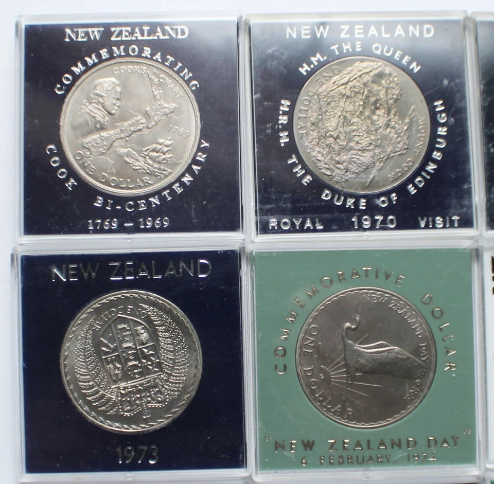 Lot of 12 New Zealand $1 Dollar Commemorative Coins Set 1969–75, 1978-81 - Image 3 of 4