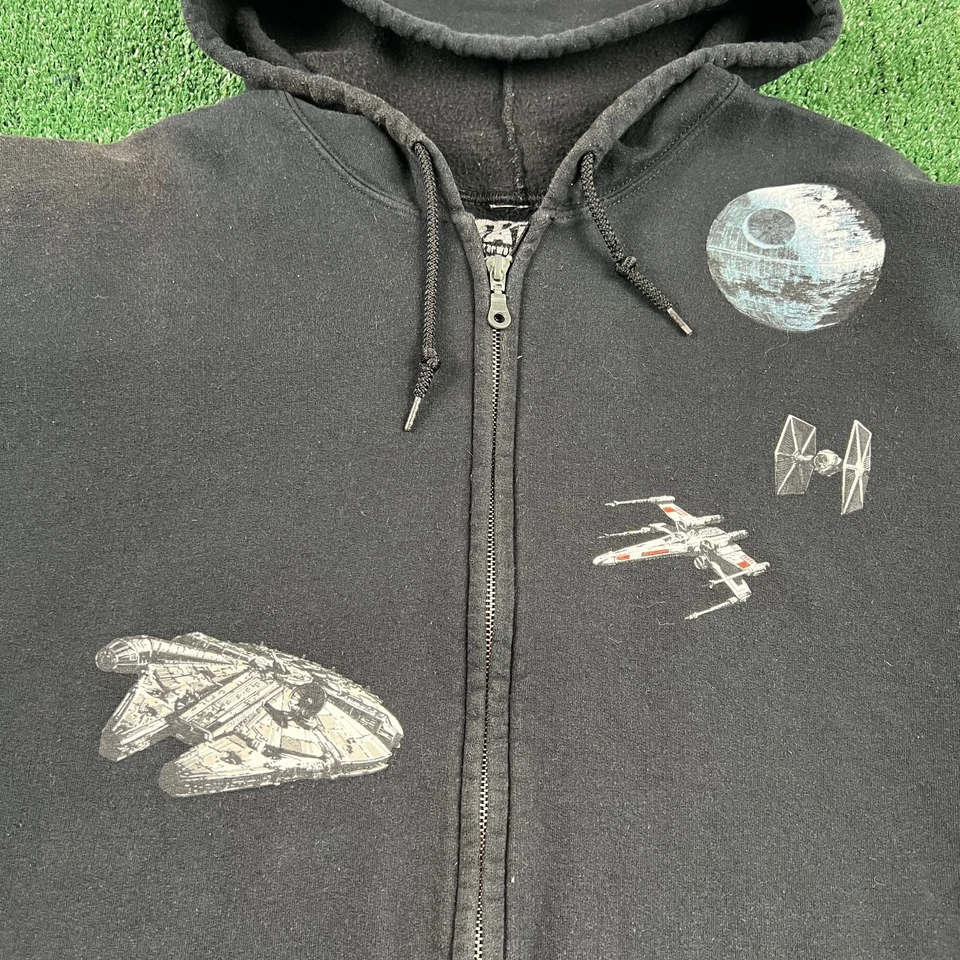 Star Wars Episodio 4 Millenium Falcon Spellout Sudadera con Capucha Cremallera Completa Para Hombres XL Negra Foto 3 de 4
