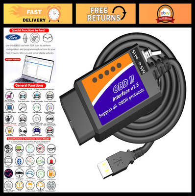 OBD2 to USB Diagnostic Tool, ELM327 Code Reader Scanner, OBDII Adapter for Cars