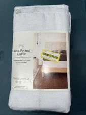 Threshold Box Spring Cover Recycled Polyester Twill Elastic White Full