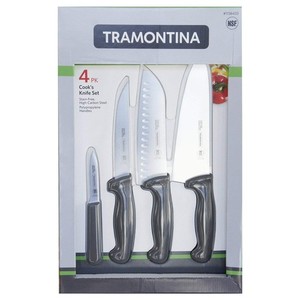 Tramontina Proline 4pk Couteau de cuisson avec lames en acier à haute teneur en carbone