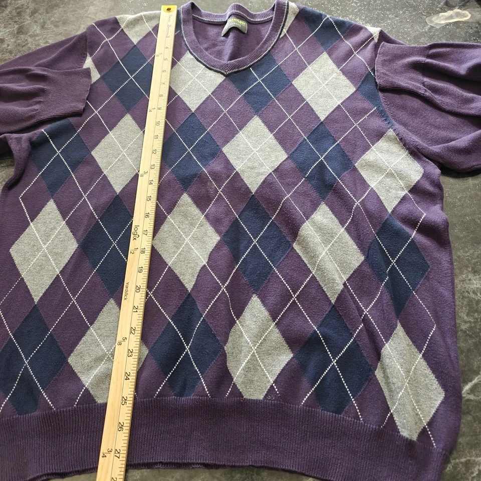 Pulôver John Bartlett LG Argyle roxo cinza azul preppy acadamia leve casual - Imagem 3 de 4