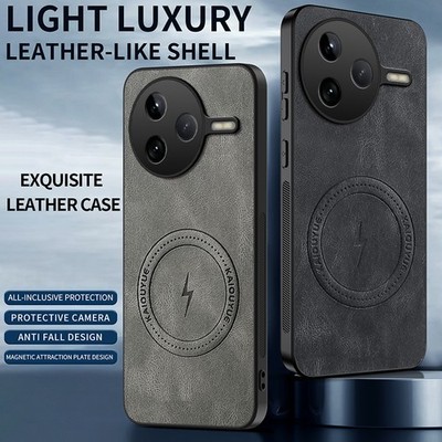 For Xiaomi Poco F7 Pro, Retro Leather Shockproof Phone Case Hybrid Armor Cover