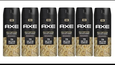 AXE 72Hr Gold Temptation Fresh Deodorant Body Spray Fragrance for Men - 6 Pack