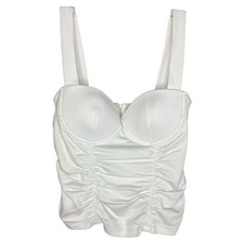 REFORMATION Sz Medium Tank Top Smocked Corset w Boning Top Bustier Padded White