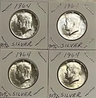 1964 Silver Kennedy Half Dollar lot of 4