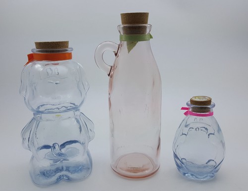 3 AUS ART FARBIGES GLAS TIER & FLASCHENGLAS MIT KORKENDECKEL - Bild 2 von 4