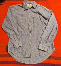 Vintage 90s Levi's Button Up Denim Shirt Mens L Blue Tab Pin Striped Long sleeve