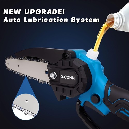 Mini Chainsaw Cordless 6 Inch Handheld Chain Saw with Security Lock & Auto Oiler - Picture 3 of 7