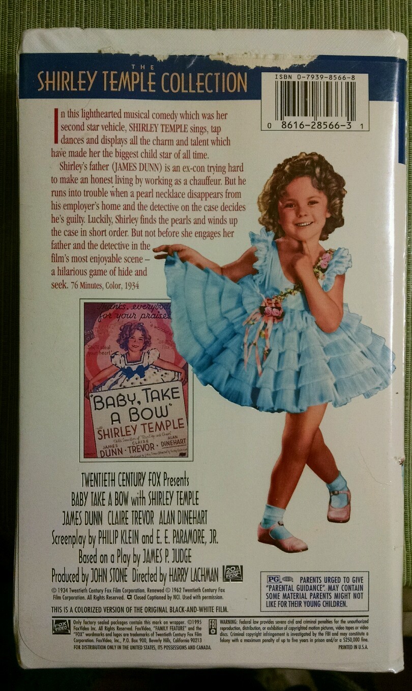 Shirley Temple Baby Take a Bow (colorized), clamshell VHS COMBINED ...
