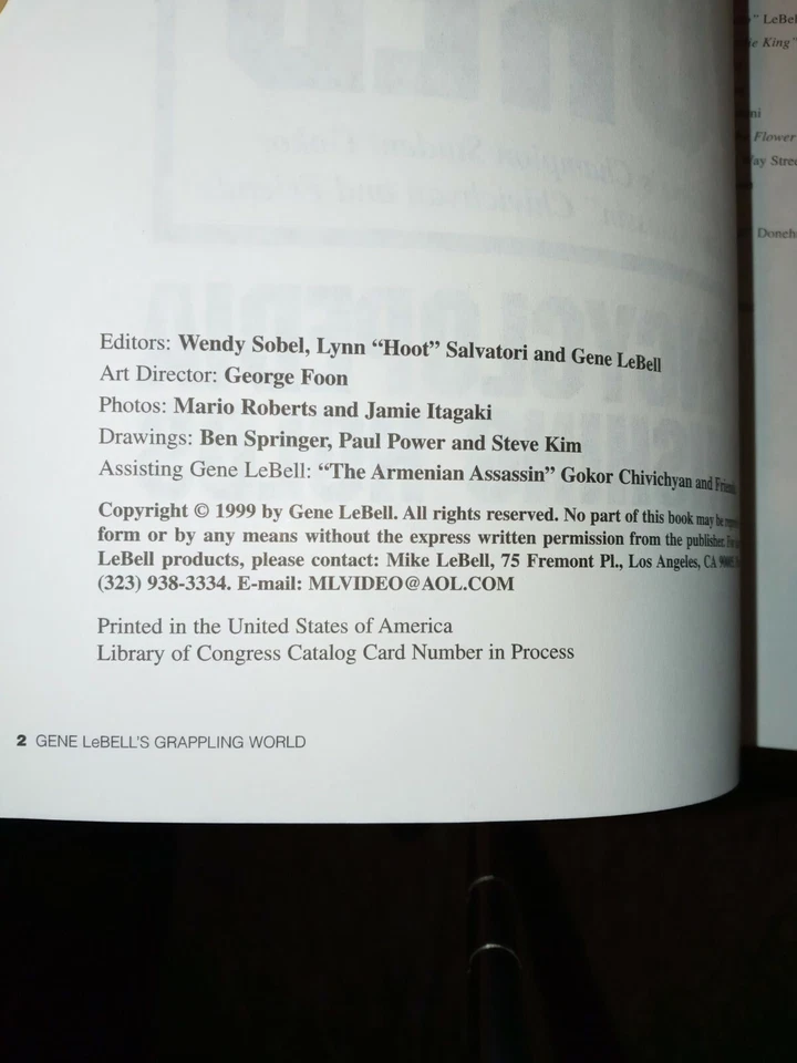 Gene LeBell's GRAPPLING WORLD Encyclopedia of Finishing Holds 1999 1st Edition Foto 3 de 4