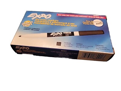 Sanford EXPO Sanford  Dry Erase Marker, Fine Point, Black, Box of 12!  SAN 86001