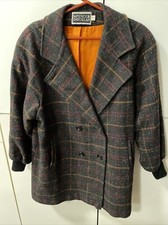 Vintage Plaid Pea Coat 1980s Red Orange Black Spencer Douglas Sz 14