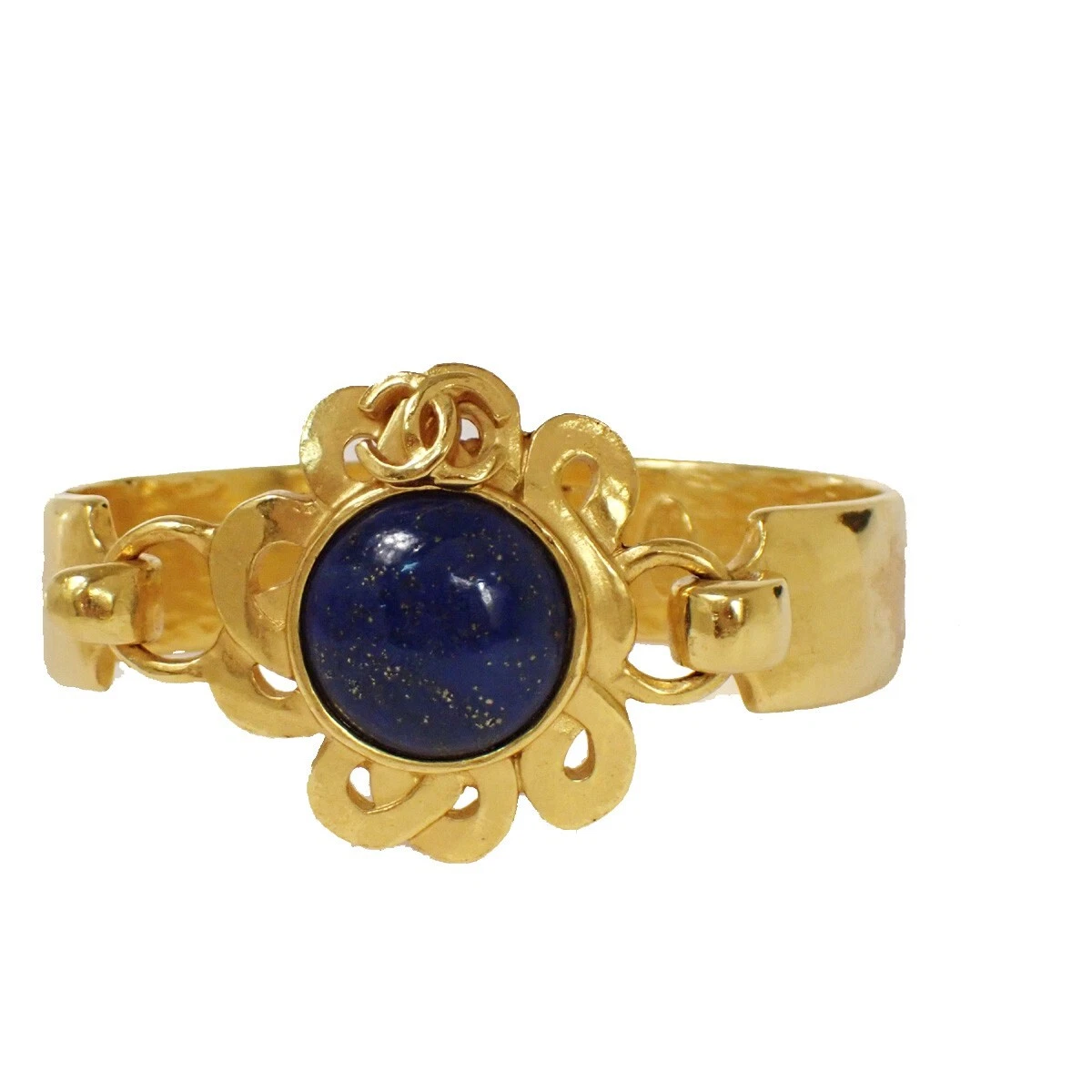 CHANEL CC Bracciale Lapislazzuli Bracciale 97P GHW Accessorio Blu Vintage 28RH121