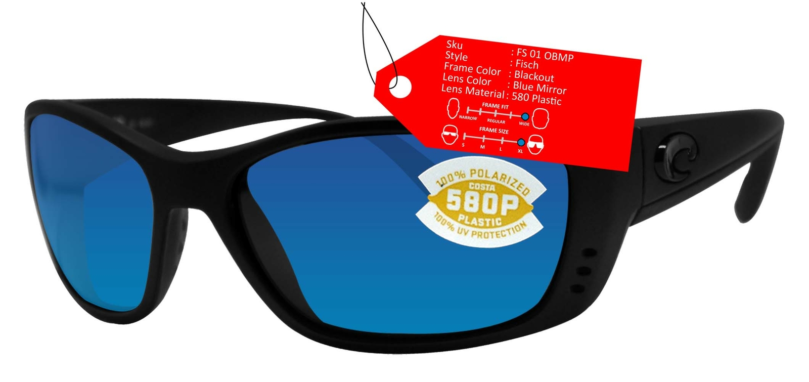 Costa Del Mar Fisch Blackout Frame Blue 