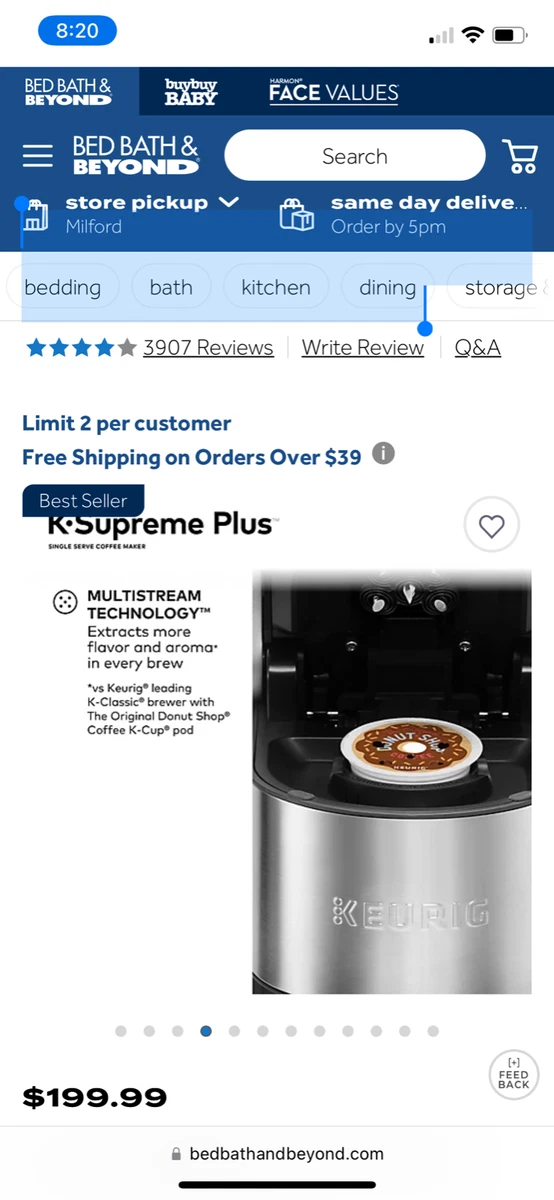 Bedbathandbeyond keurig coffee maker deals