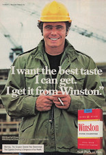 1979 Vintage Print Ad Construction I want the best taste I can get it Winston