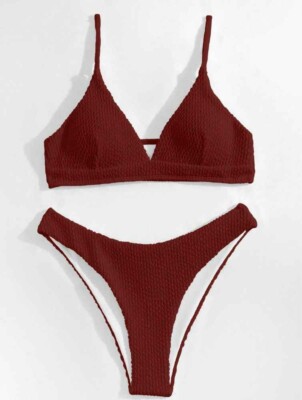TOP  SHEIN Swim Basics Bikini mit Einfarbig Triangel hohem Ausschnitt