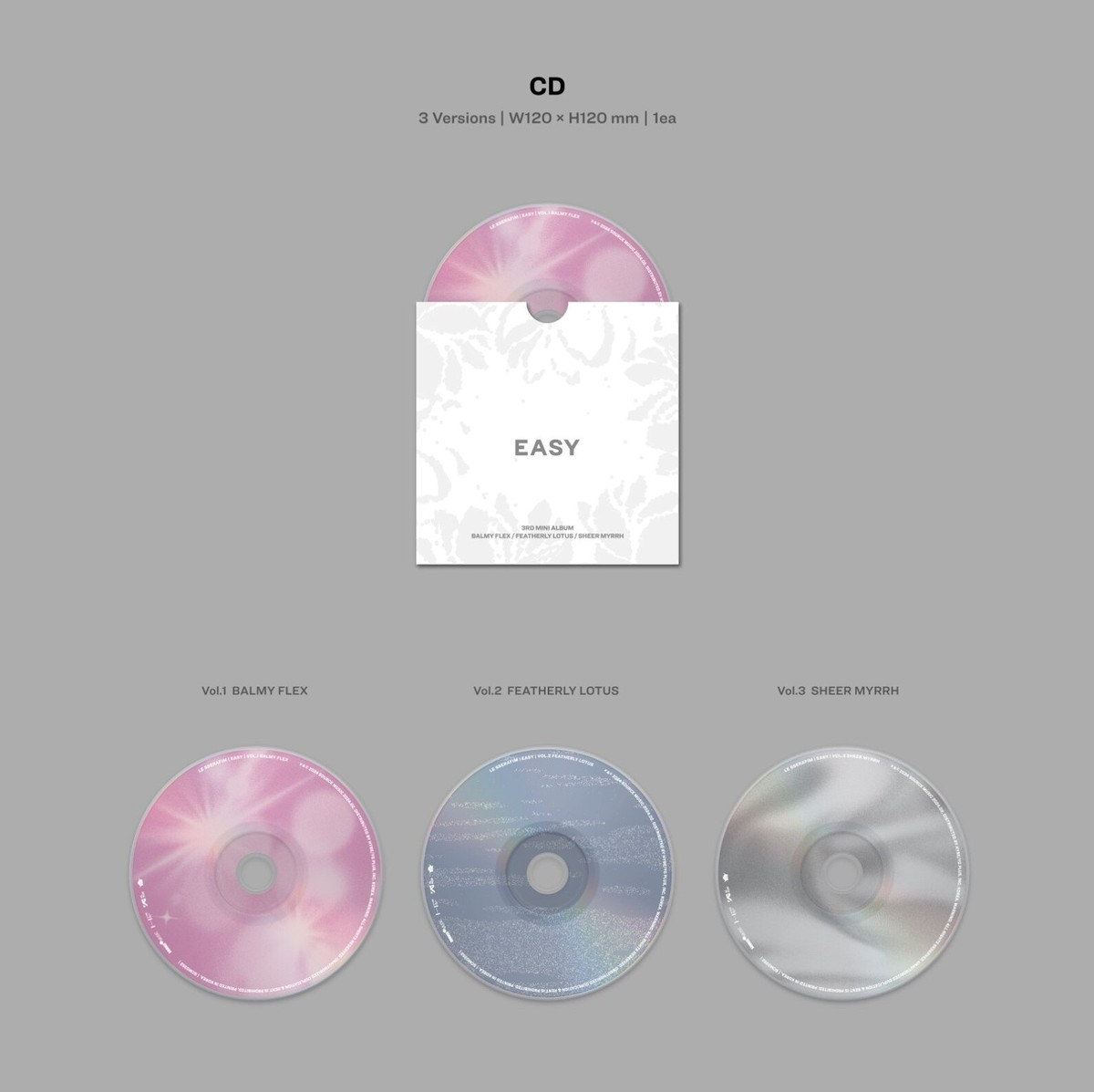 LE SSERAFIM 3rd Mini Album EASY CD+Booklet+Lyric+2p Card+F