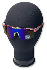 Hurley Semi-Rimless Shield Polarized Sunglasses NWT Abstract 4 Mirror 44959-SUN2
