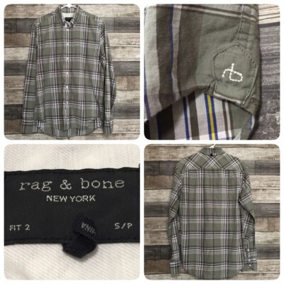 Rag & Bone Fit 2 Plaid Button Up Shirt Men s S Green C6