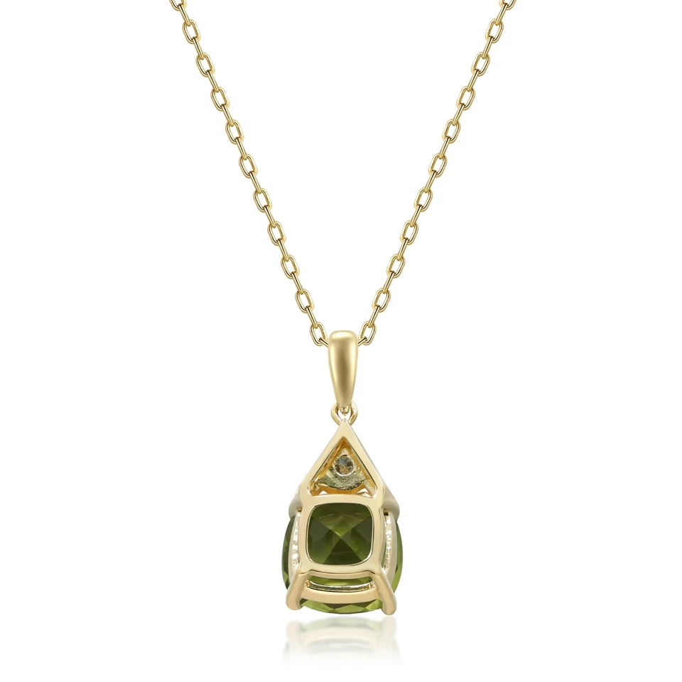 Without Chain 14k Yellow Gold 1.64 ctw Natural Green Peridot and Diamond Pendant - Image 4 of 4