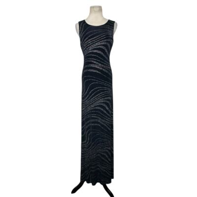 En Francais by Hue Waltzer navy glitter sleeveless long formal dress size 4