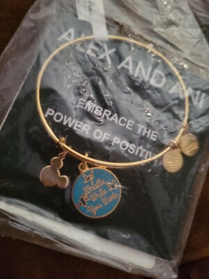NEW Disney ALEX AND ANI Whistle While You Work Snow White Gold Bangle Bracelet