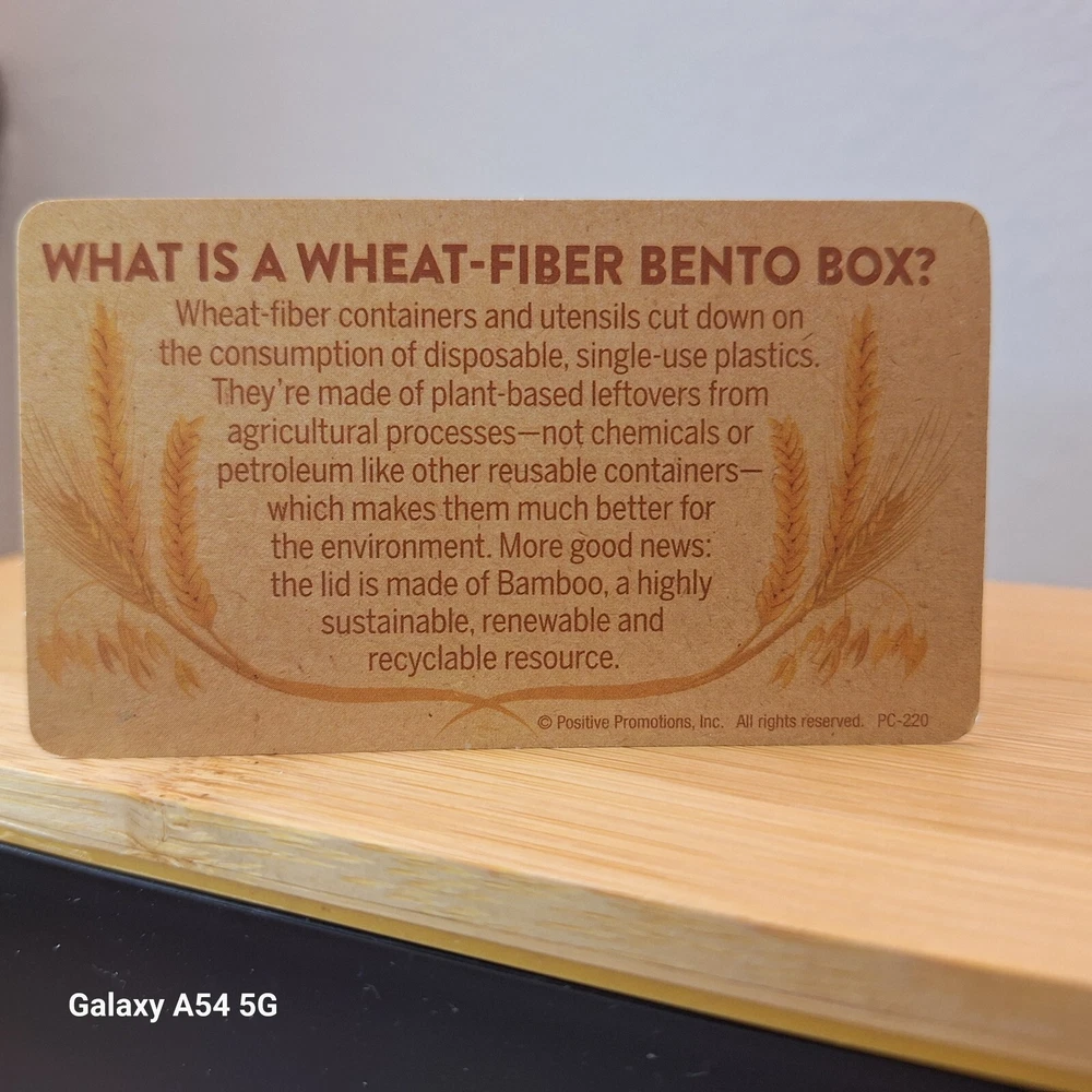 Bento Box Wheat Fiber Box With Utensils, Glass Straw And Drinking Glass New