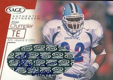 Alge Crumpler autographed football card (North Carolina) 2001 SAGE Rookie #A12