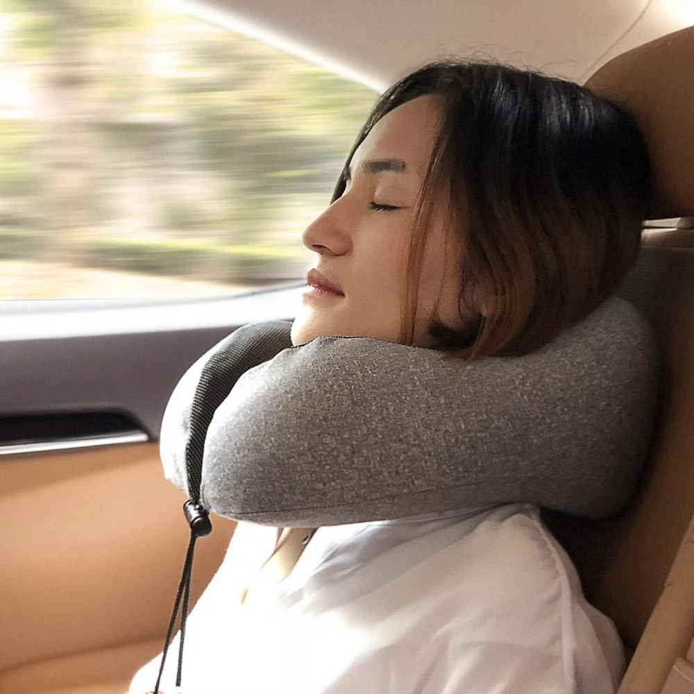MLVOC 100% Memory Foam Travel Neck Pillow Comfortable Breathable Support